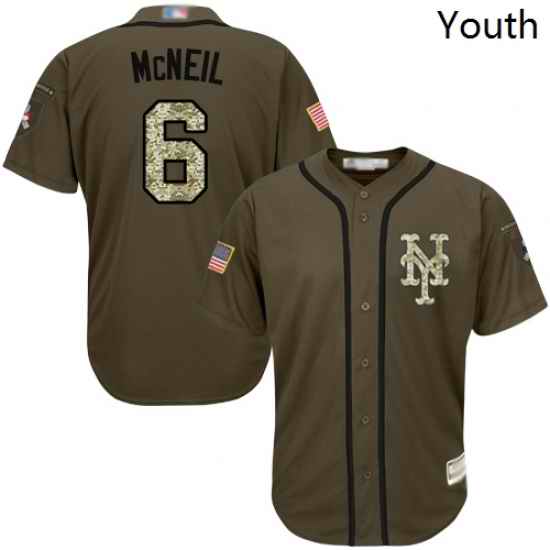 Mets #6 Jeff McNeil Green Salute to Service Stitched Youth Baseball Jersey